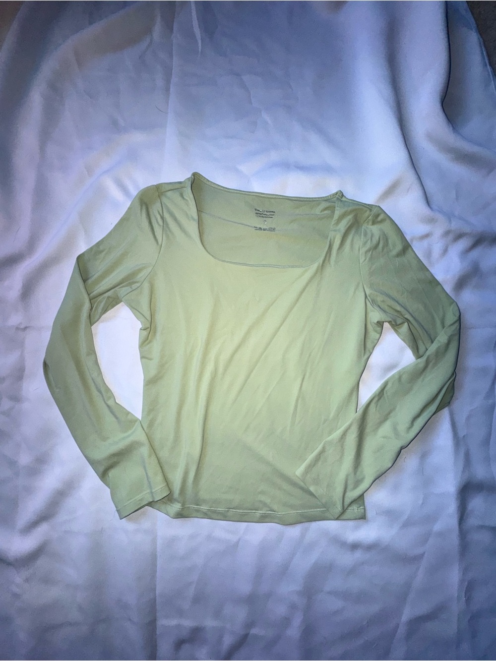 Square-Neck Long Sleeve Tee in Sage Green